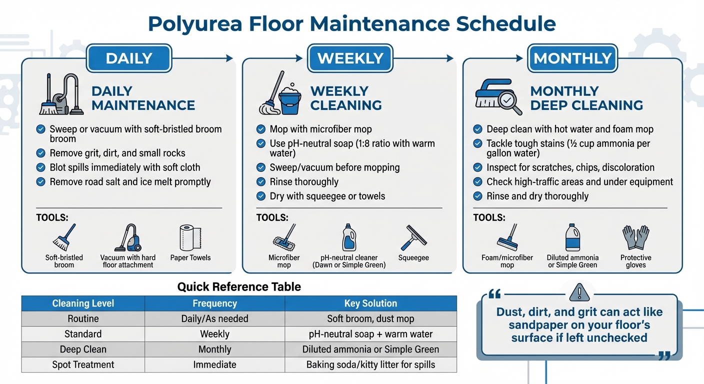 Polyurea Garage Floor Maintenance Schedule: Daily, Weekly, and Monthly Tasks