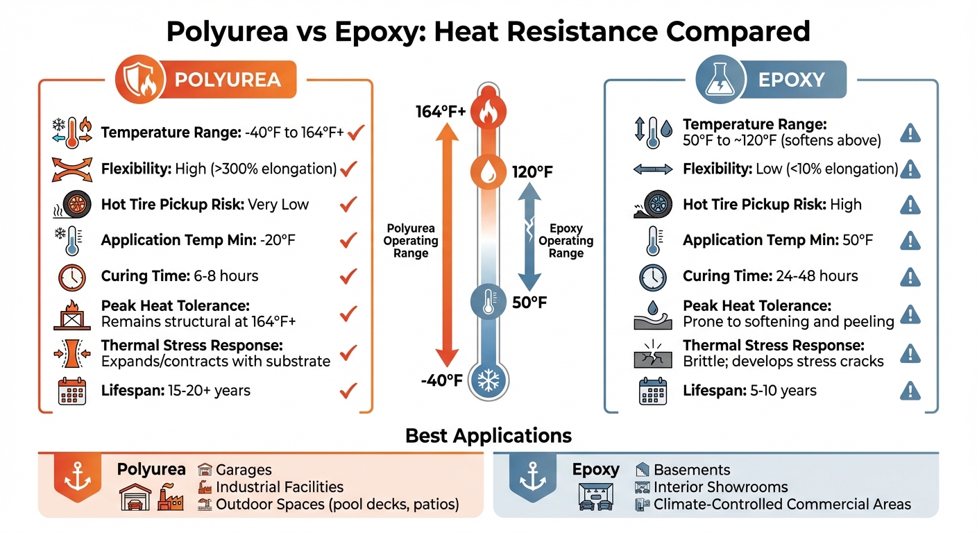 Polyurea vs Epoxy Heat Resistance Comparison Chart