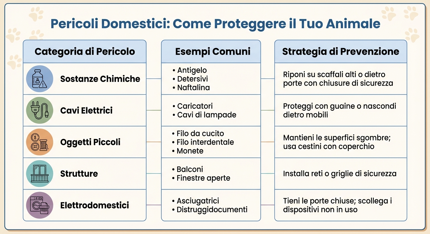 Tabella pericoli domestici per cani e gatti: prevenzione e sicurezza