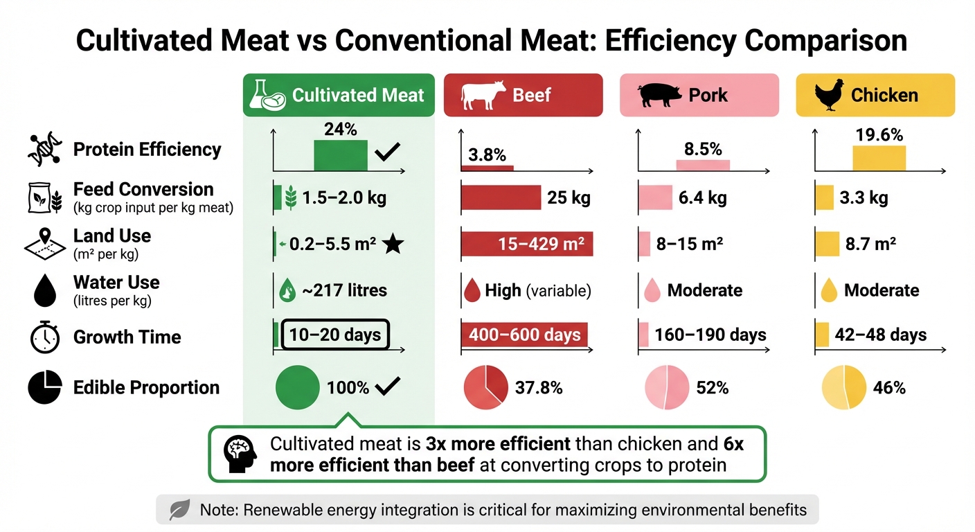Cultivated Meat vs Conventional Meat: Protein Efficiency and Resource Use Comparison