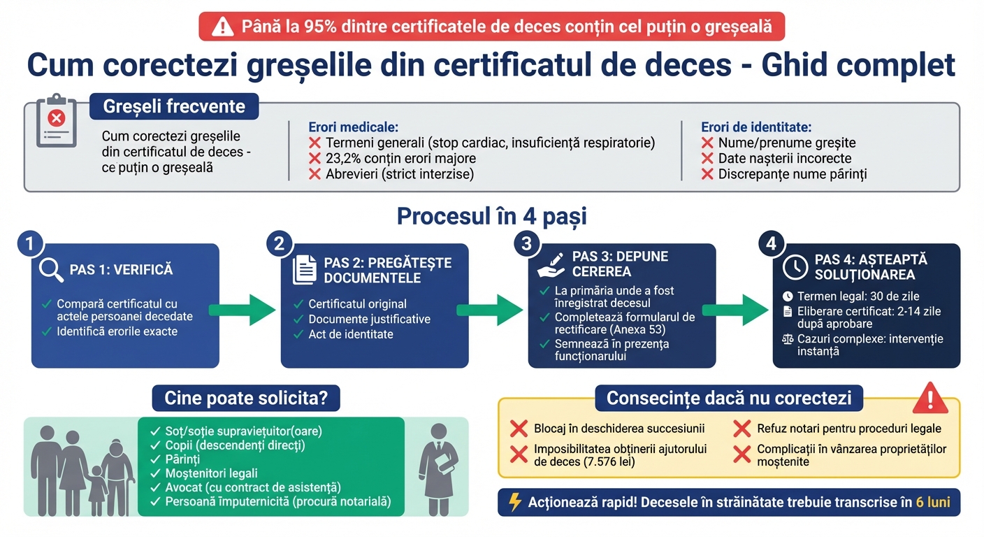 Pași pentru corectarea certificatului de deces în România