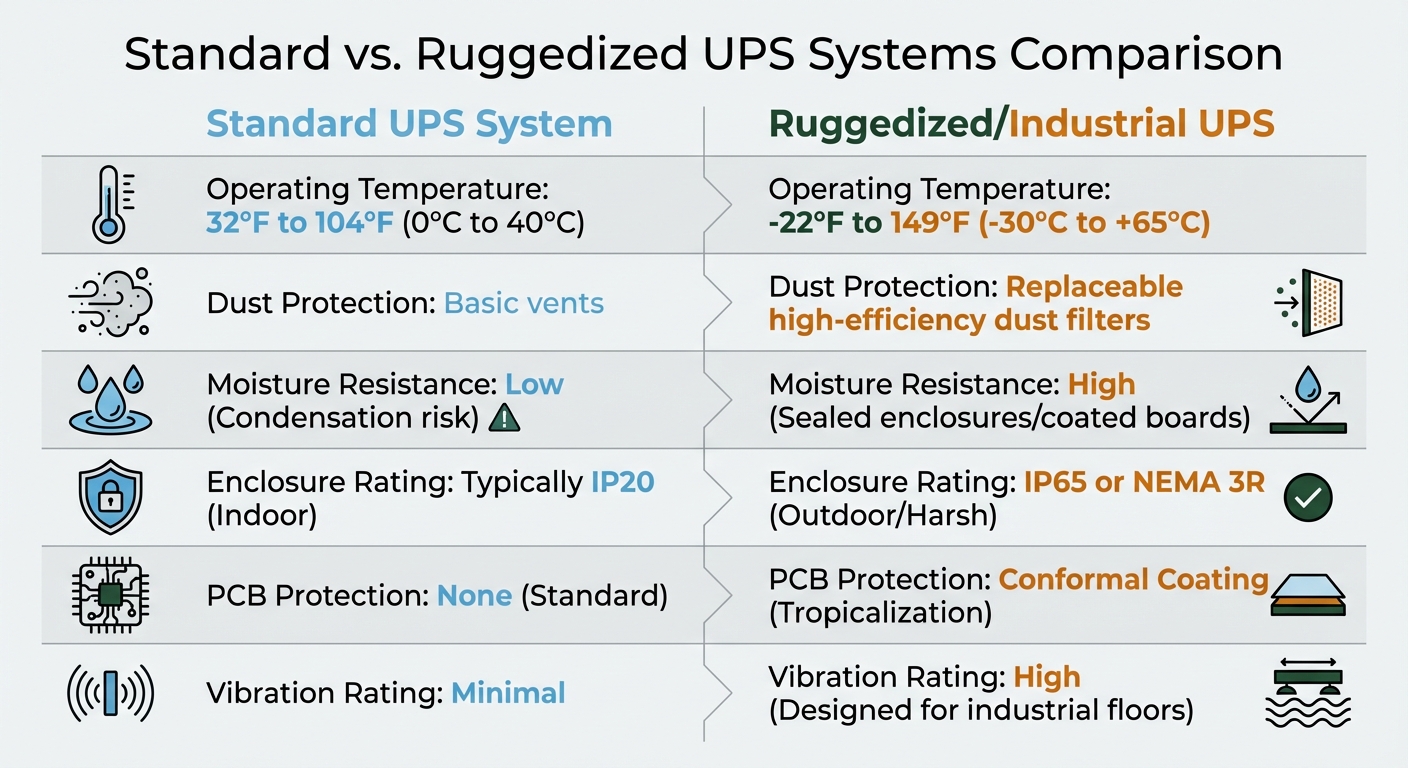 Standard vs Ruggedized UPS Systems: Operating Specifications Comparison
