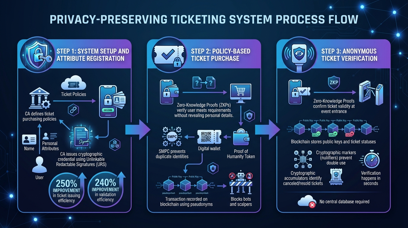 How Privacy-Preserving Ticketing Works: 3-Step Process