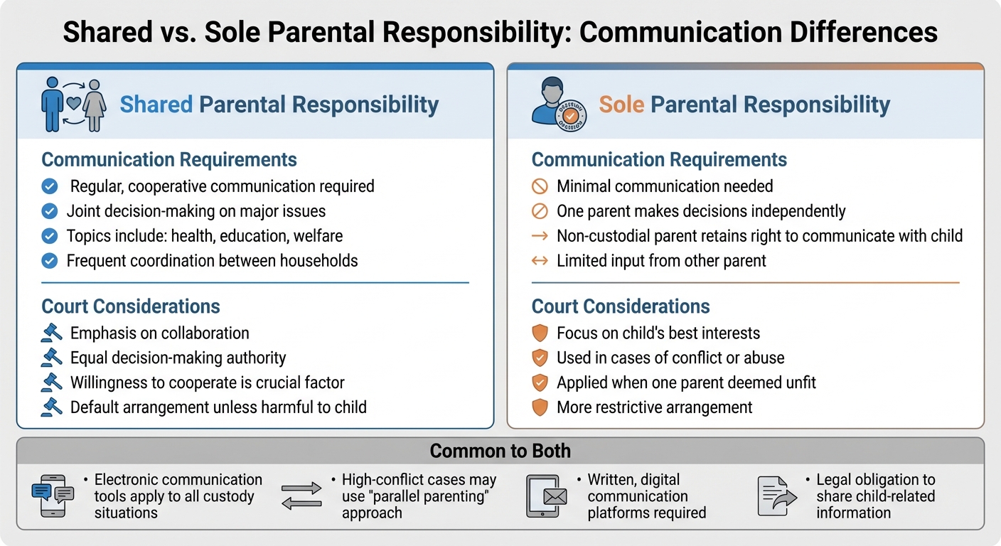 Shared vs Sole Parental Responsibility Communication Requirements in Florida