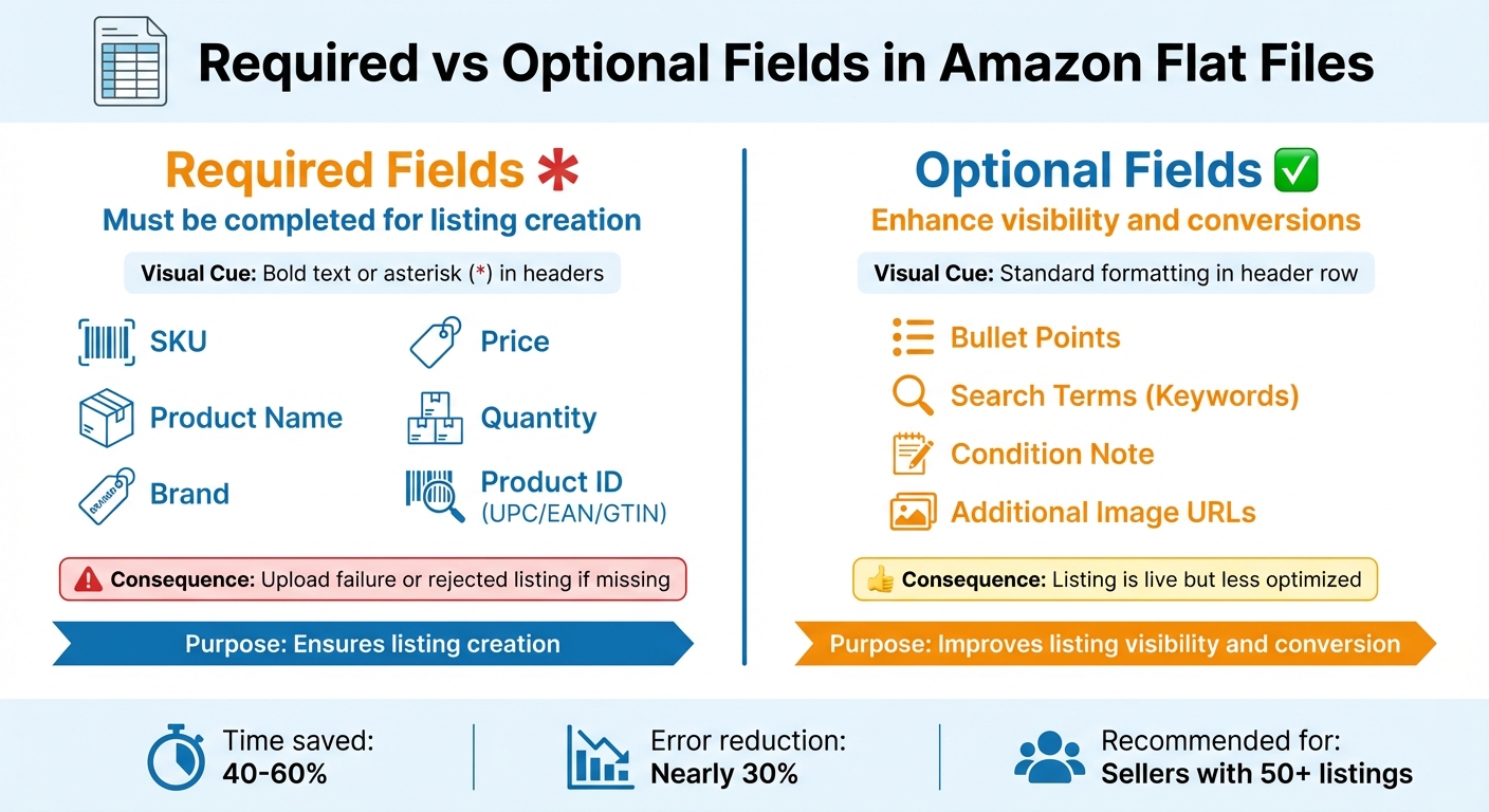 Amazon Flat File Templates Explained (Finally!) 2 Amazon Flat File Required vs Optional Fields Comparison Guide