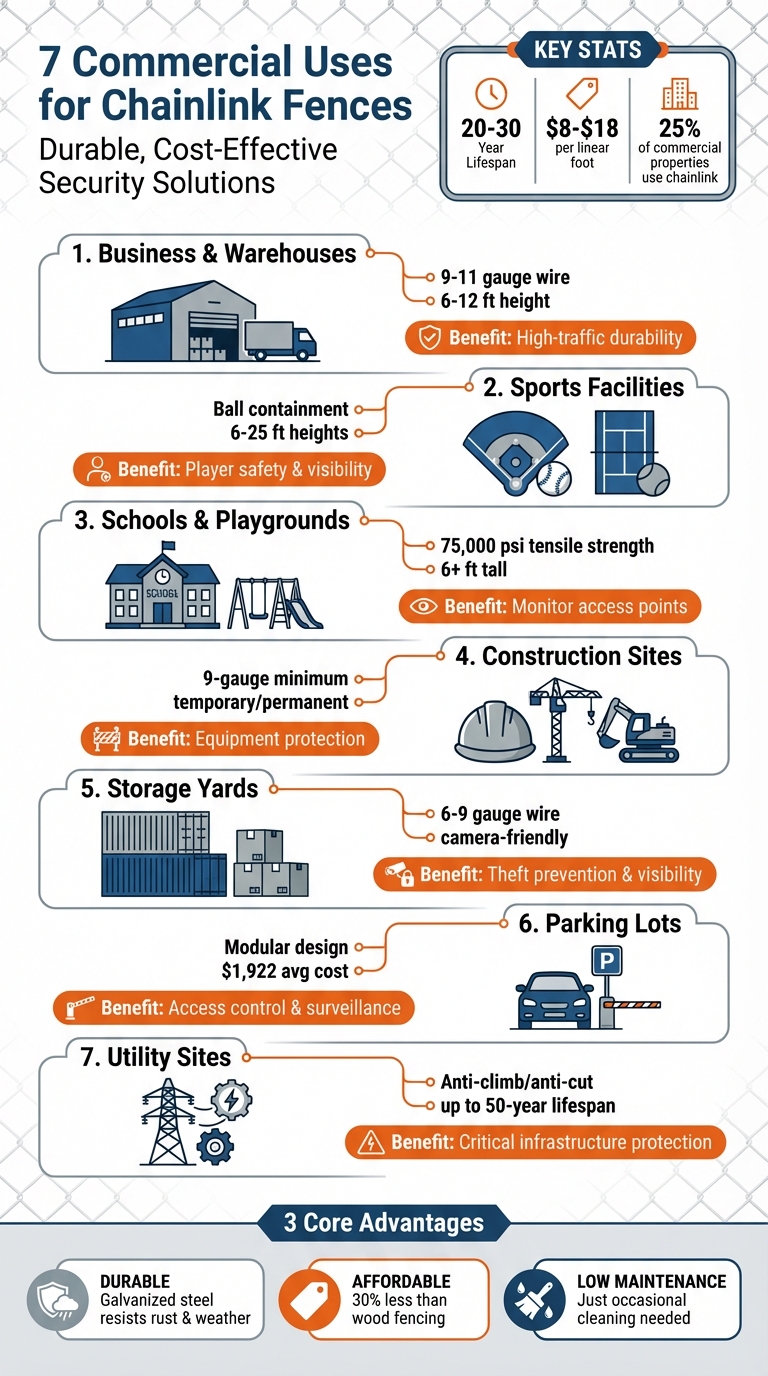7 Commercial Uses for Chainlink Fences with Key Benefits
