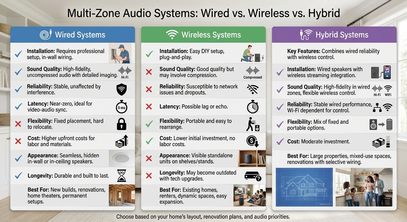 Wired vs Wireless Multi-Zone Audio Systems Comparison Chart