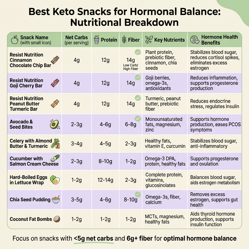 Keto Snacks for Hormone Balance: Nutritional Comparison Chart