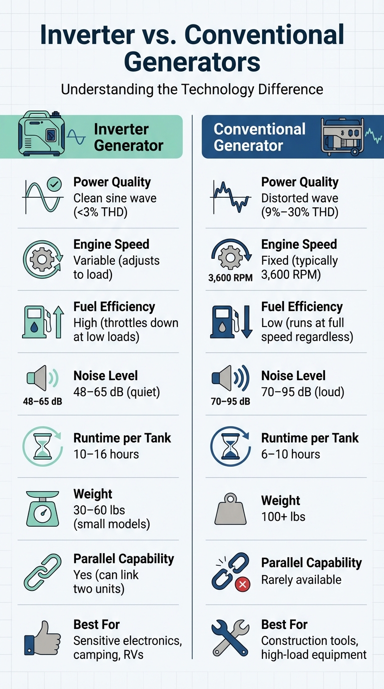 Inverter vs Conventional Generators: Key Differences Comparison