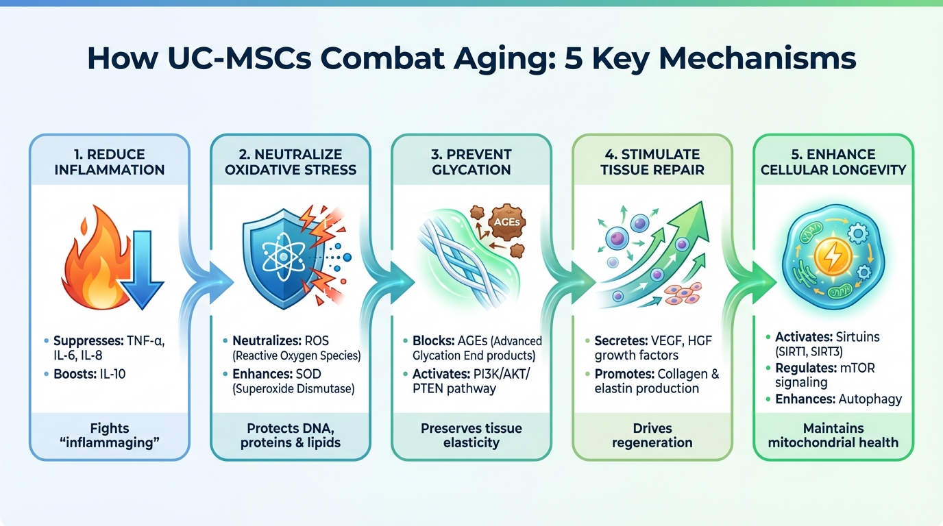 How Umbilical Cord Stem Cells Combat Aging: 5 Key Mechanisms