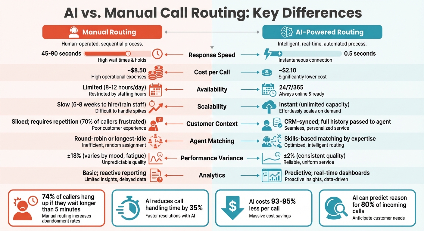 AI vs Manual Call Routing: Speed, Cost and Performance Comparison