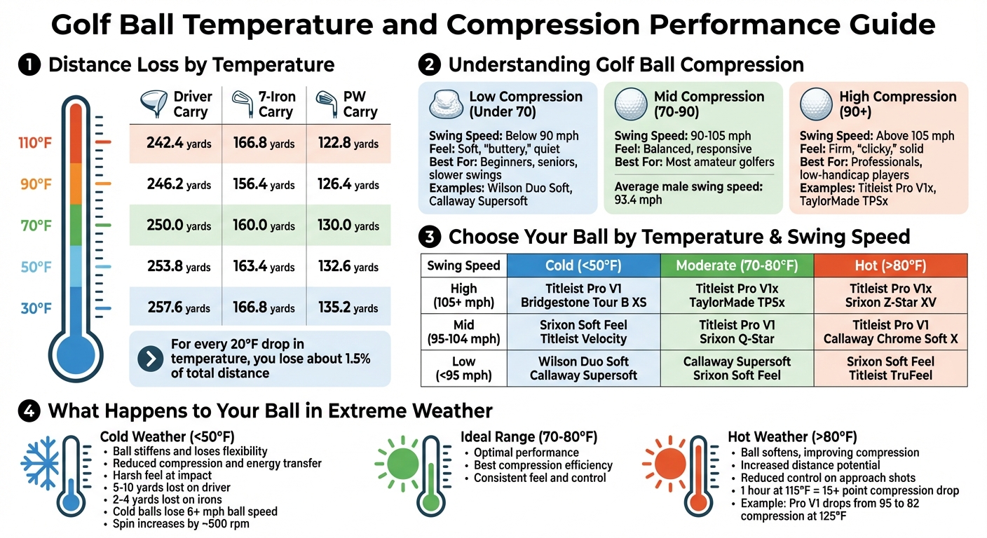 Golf Ball Temperature Performance Guide: Distance Loss and Compression by Weather