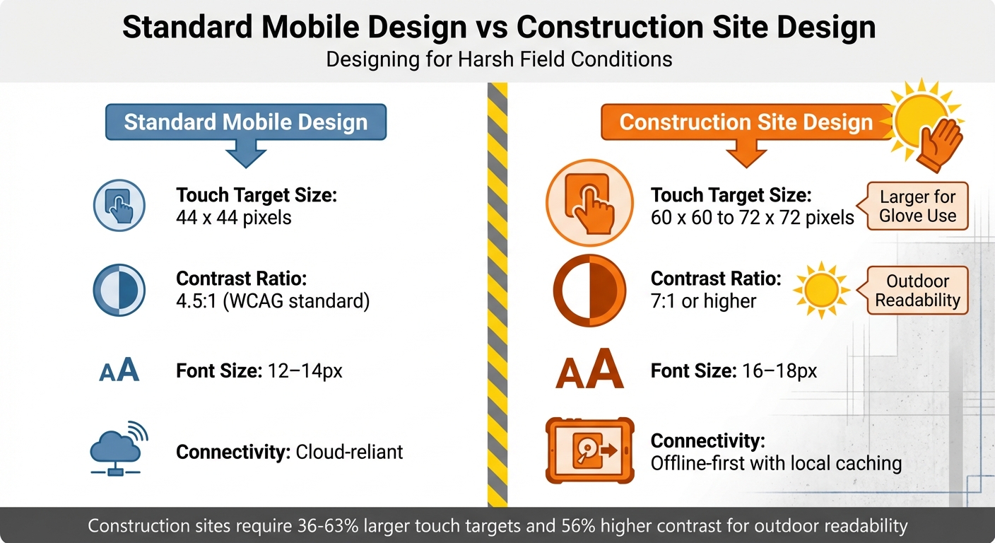 Standard Mobile vs Construction Site Design Requirements Comparison
