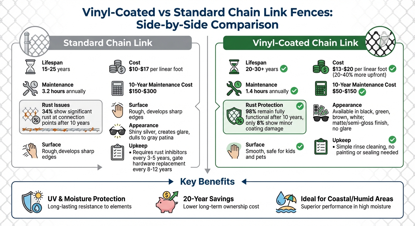 Vinyl-Coated vs Standard Chain Link Fence Comparison