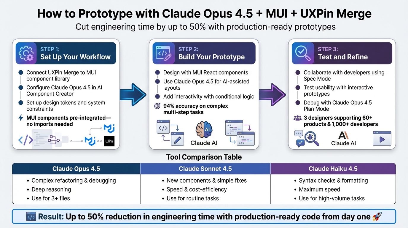 3-Step Workflow for Prototyping with Claude Opus 4.5, MUI, and UXPin Merge