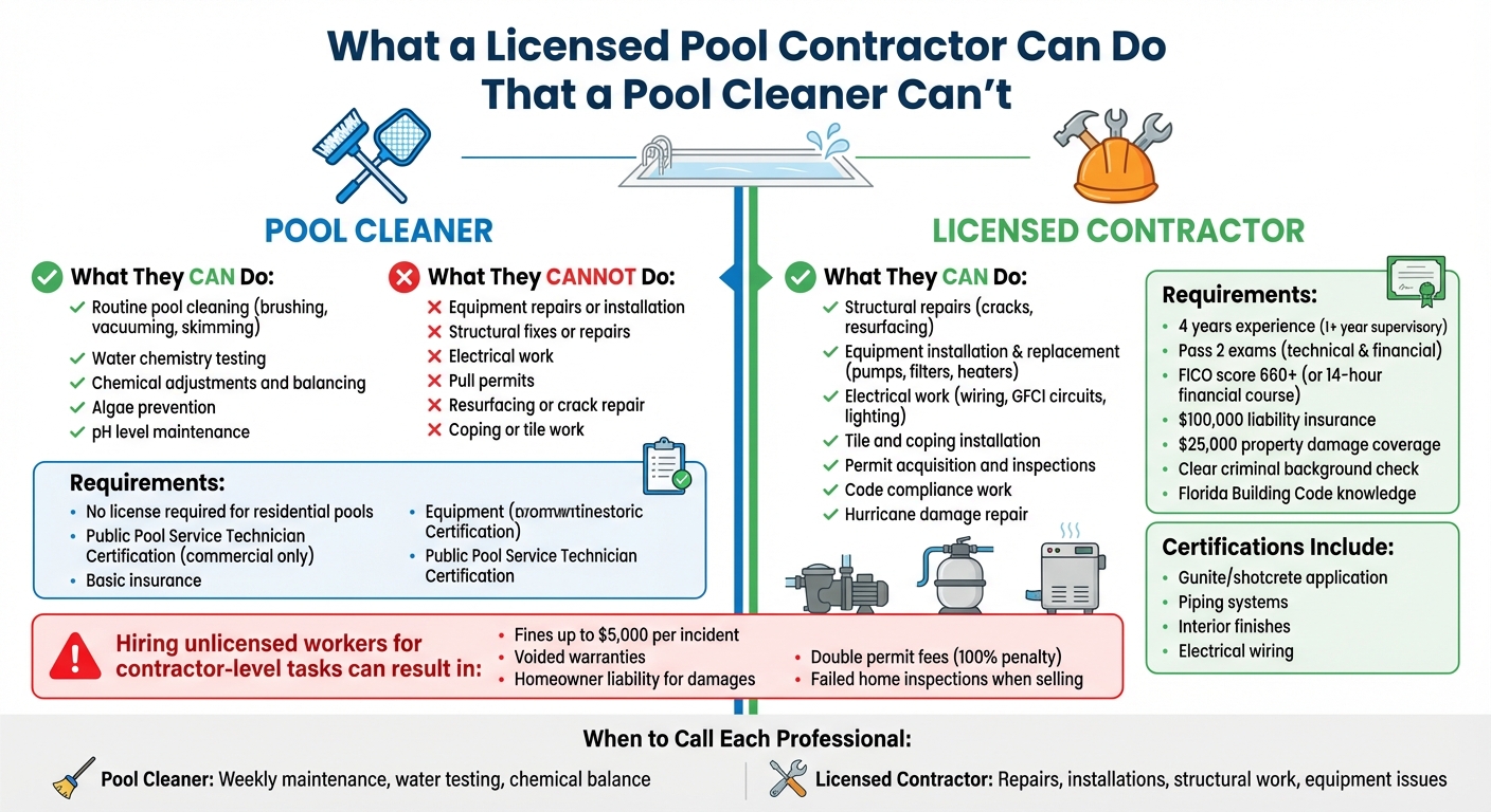 Pool Cleaner vs Licensed Contractor: Key Differences and Responsibilities
