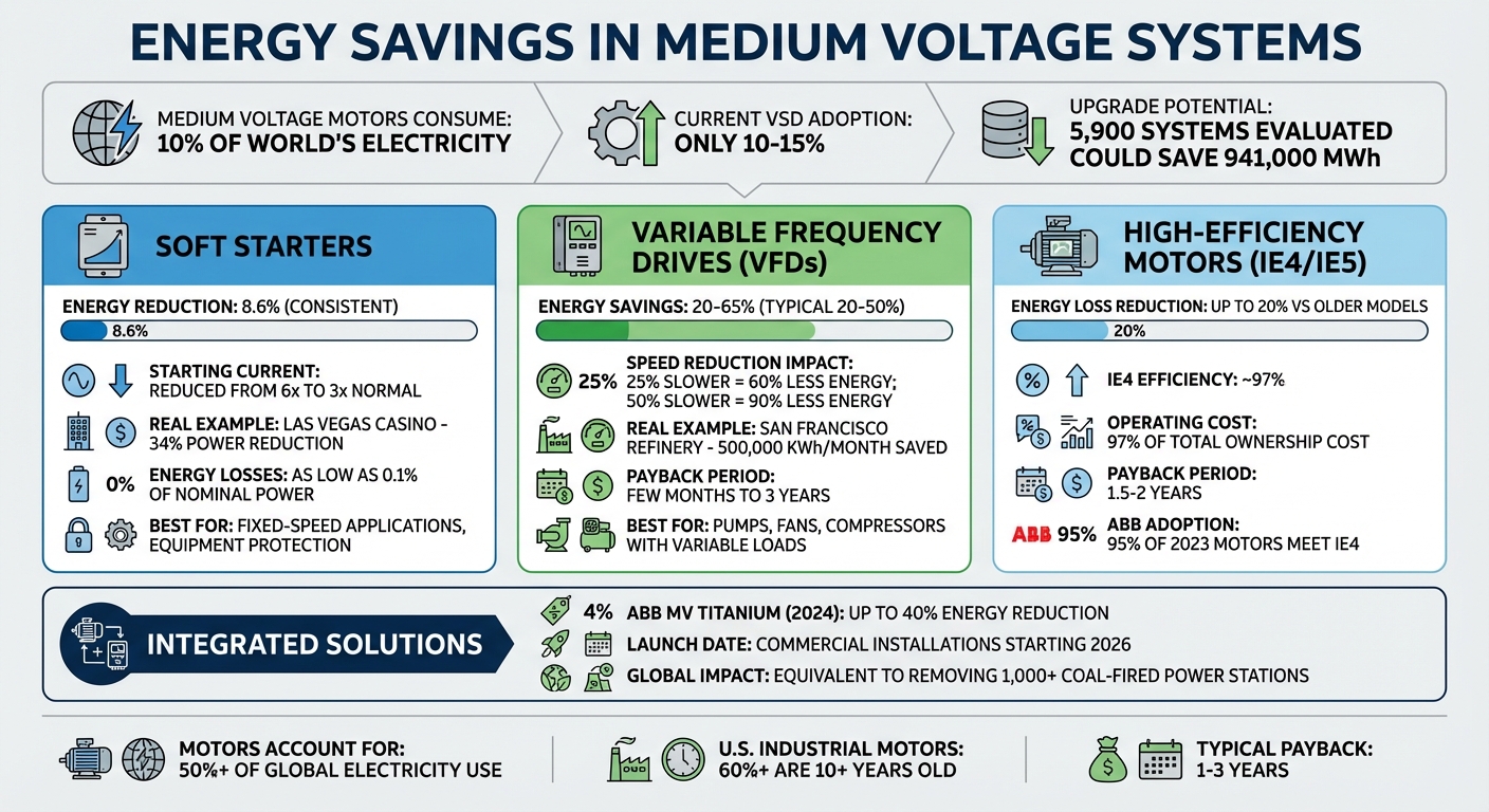 Energy Savings Comparison: Soft Starters vs VFDs vs High-Efficiency Motors