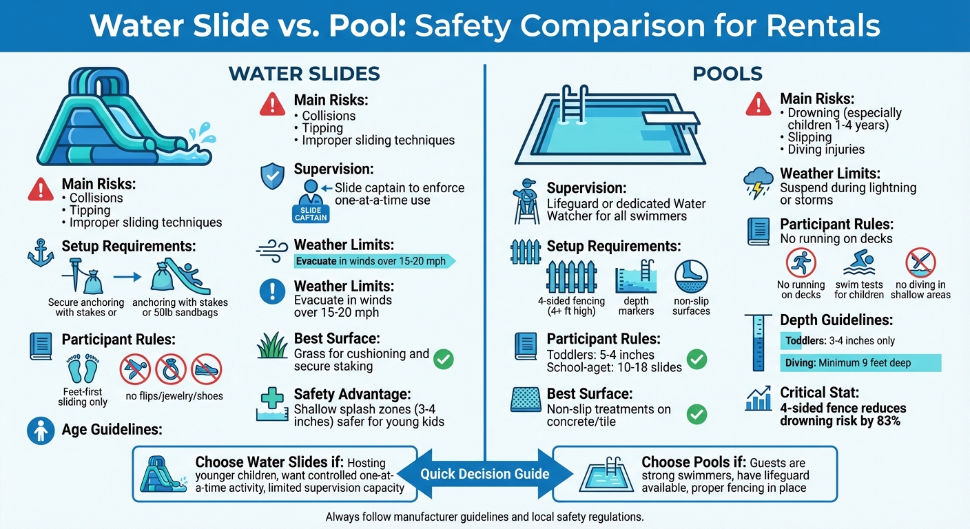 Water Slide vs Pool Safety Comparison Chart for Rentals