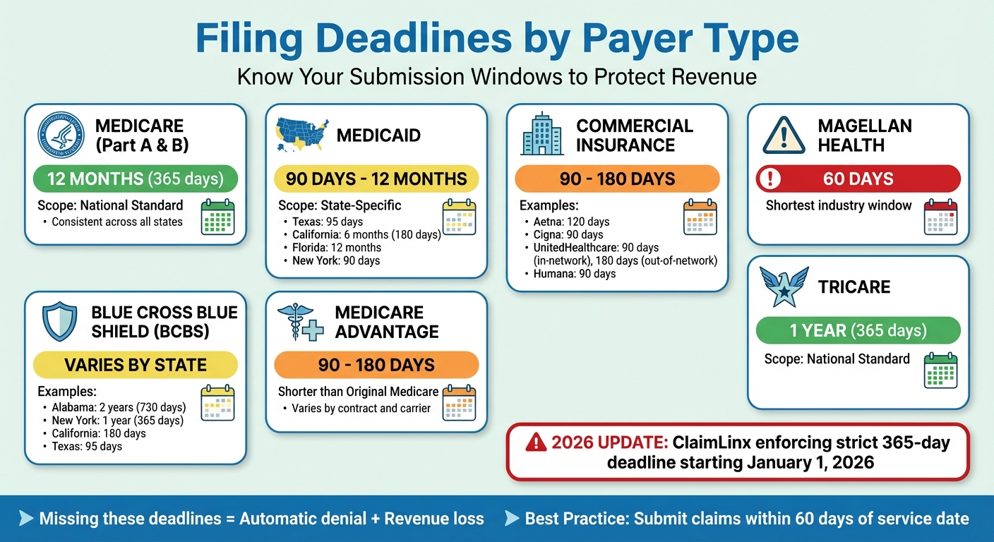 Healthcare Insurance Filing Deadlines by Payer Type 2024-2026