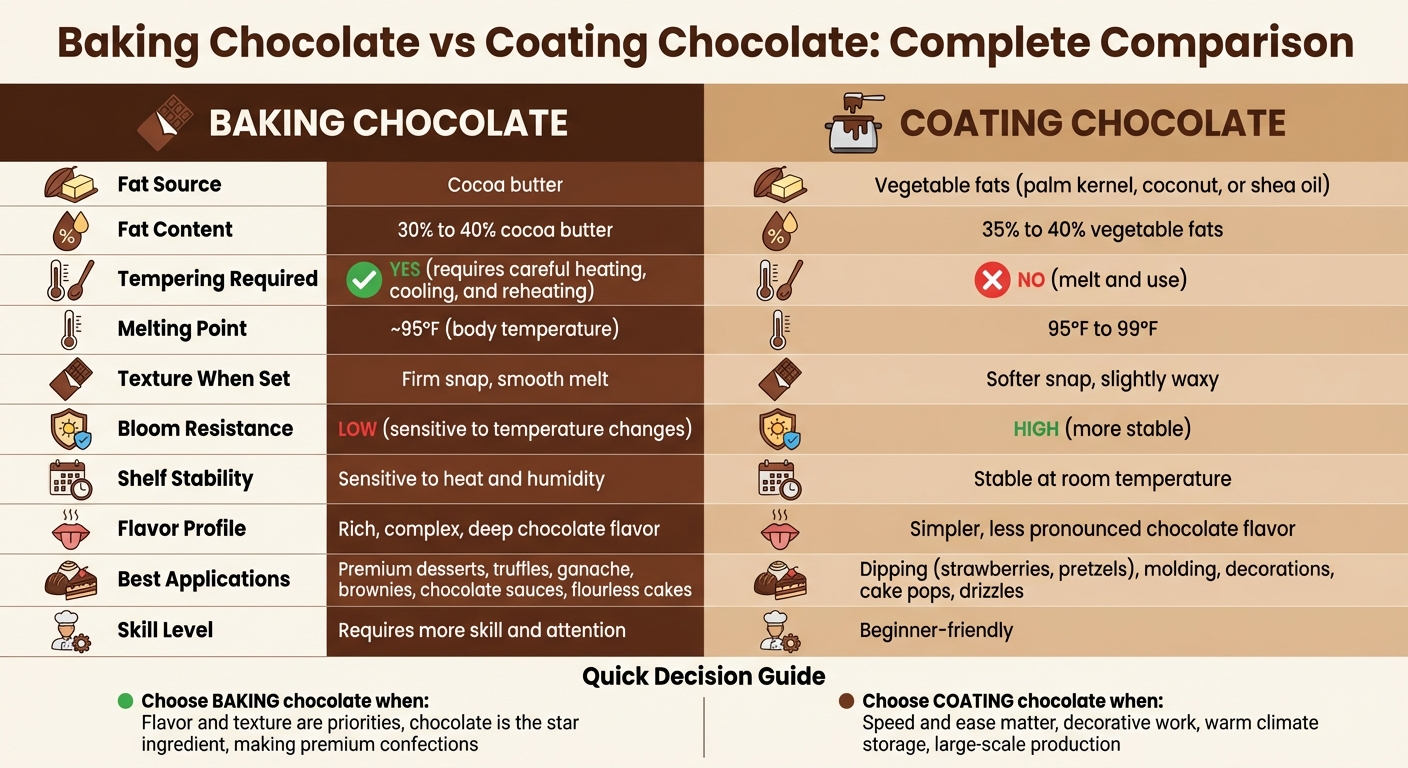 Baking Chocolate vs Coating Chocolate: Complete Comparison Guide