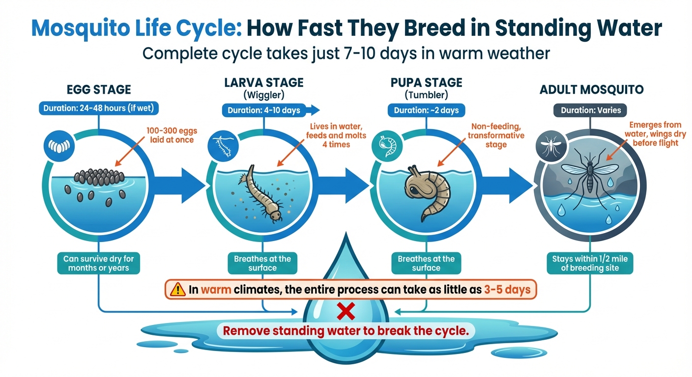 Mosquito Life Cycle Timeline: From Egg to Adult in 7-10 Days