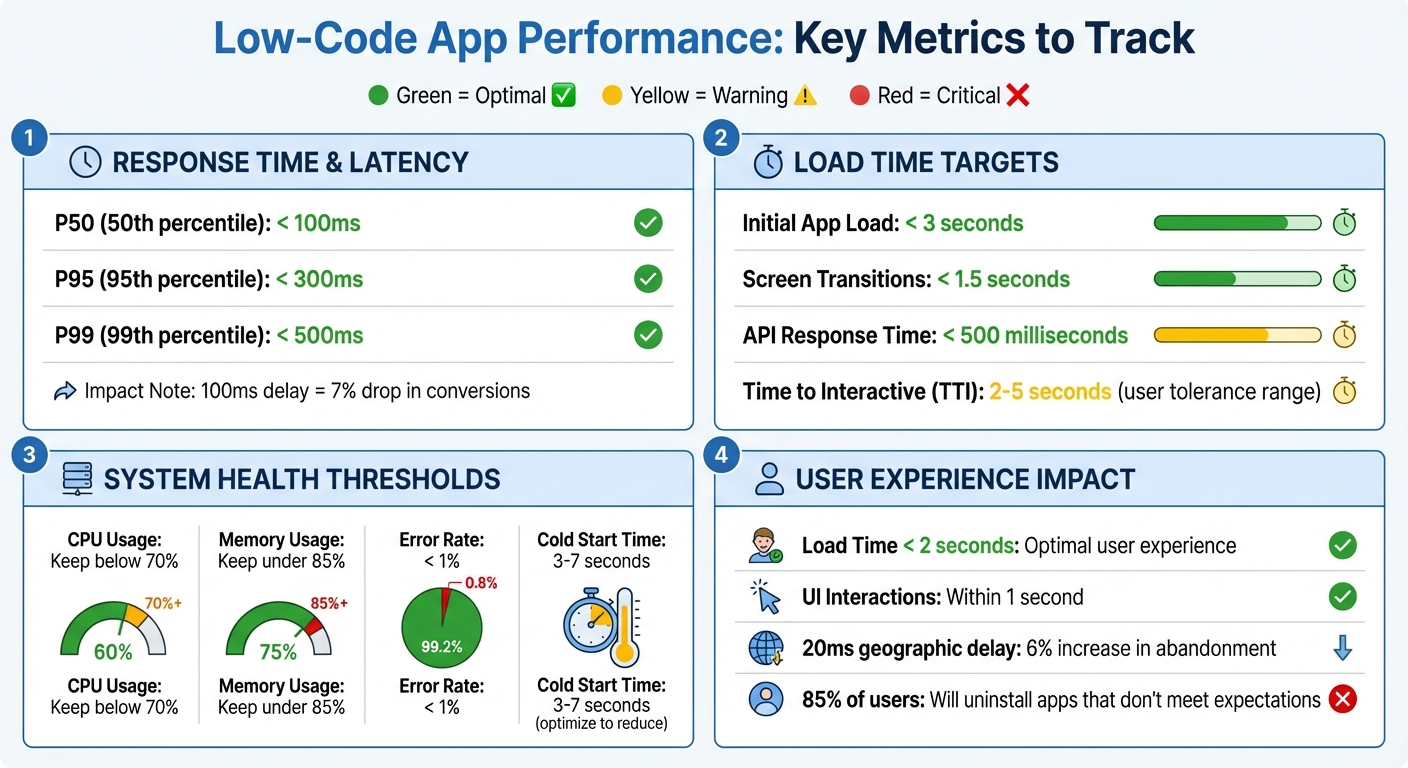 Low-Code App Performance Metrics: Target Benchmarks and Thresholds