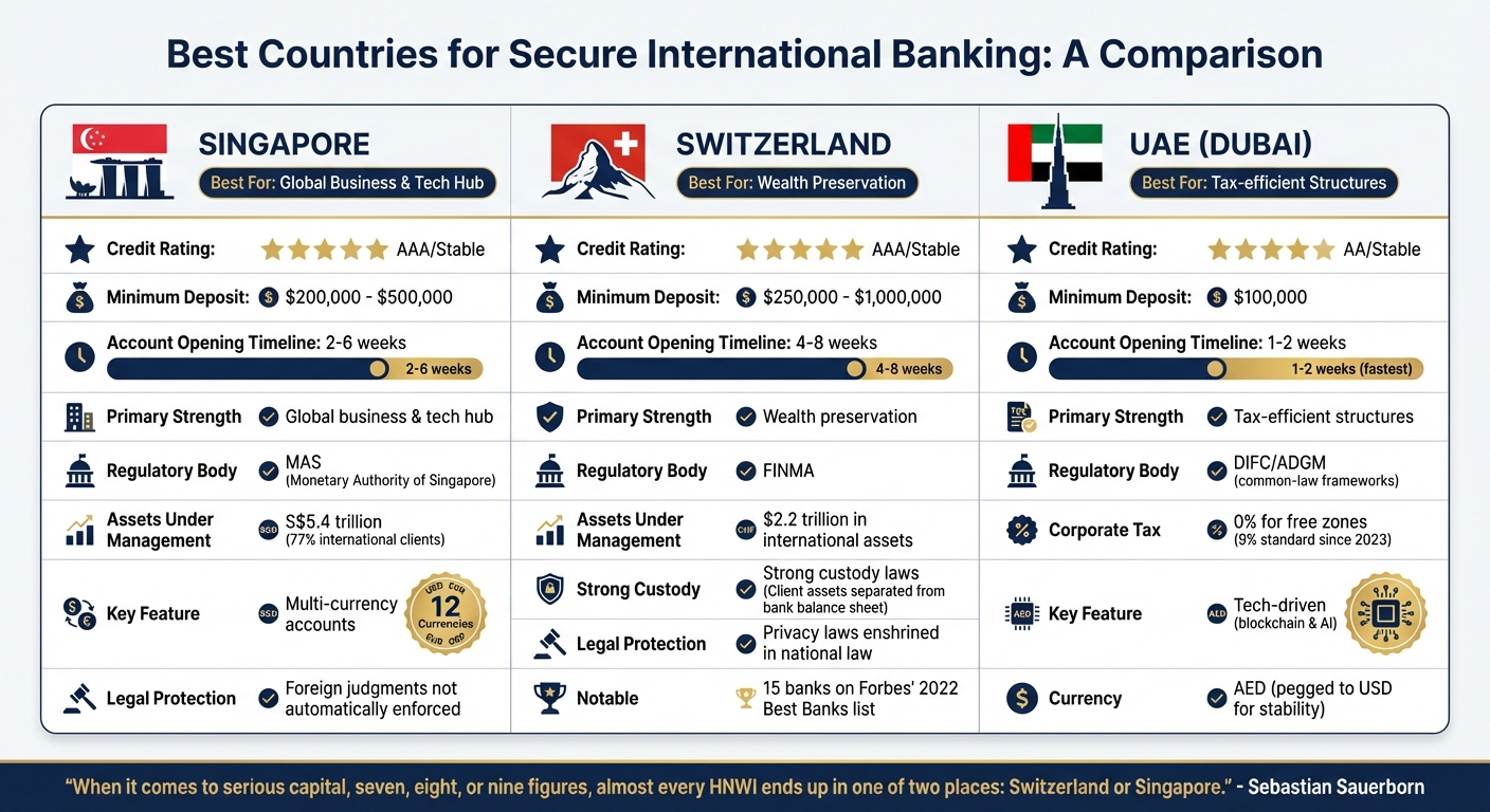 International Banking Comparison: Singapore vs Switzerland vs UAE