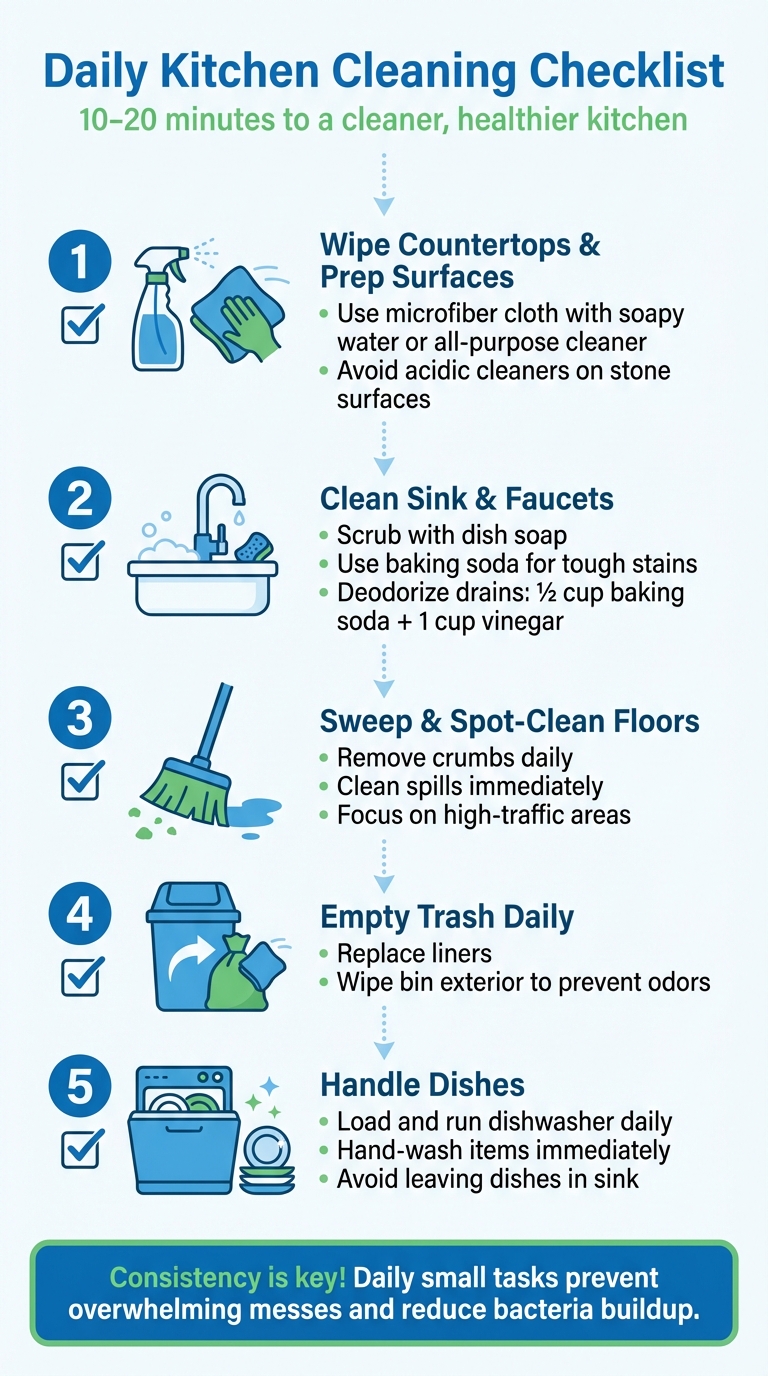 5-Step Daily Kitchen Cleaning Checklist