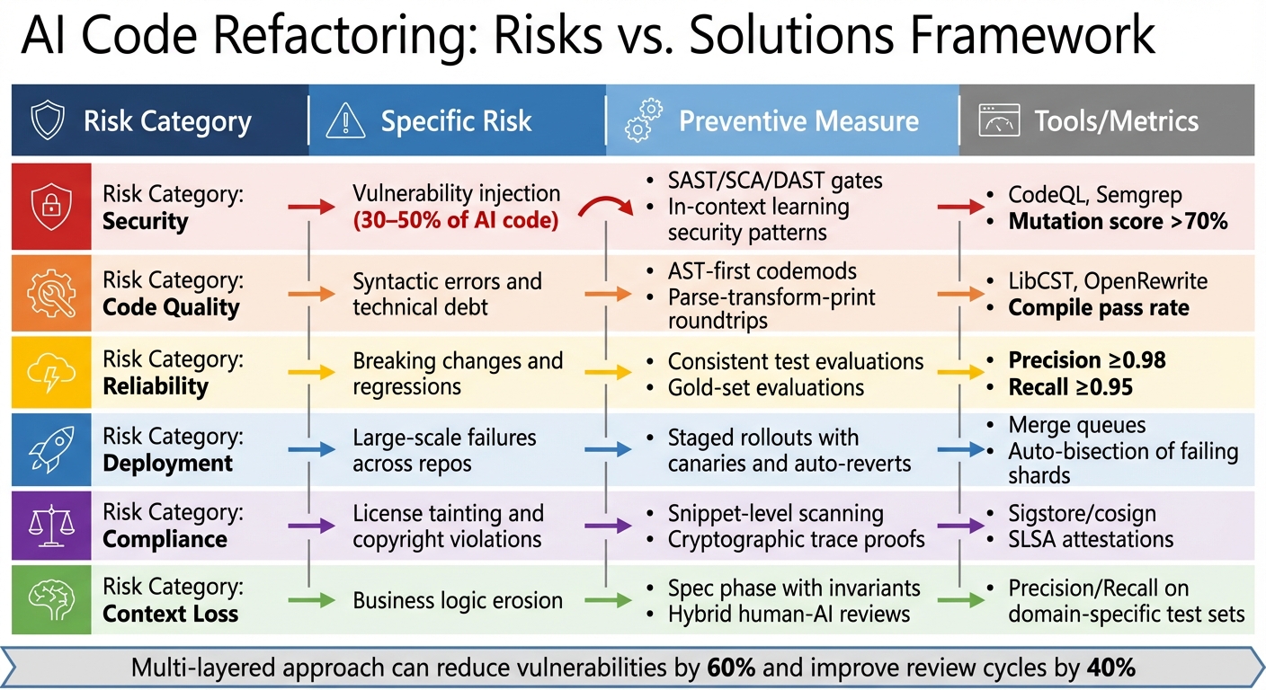 AI Code Refactoring Risks and Mitigation Strategies Comparison