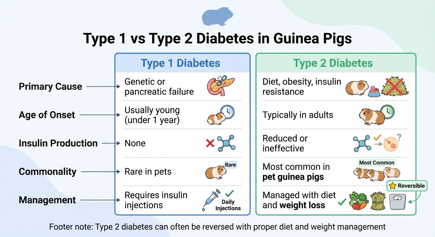 Type 1 vs Type 2 Diabetes in Guinea Pigs Comparison Chart