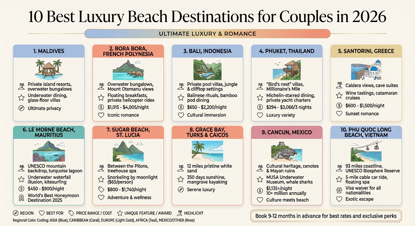 Top 10 Luxury Beach Destinations for Couples 2026 Comparison Guide