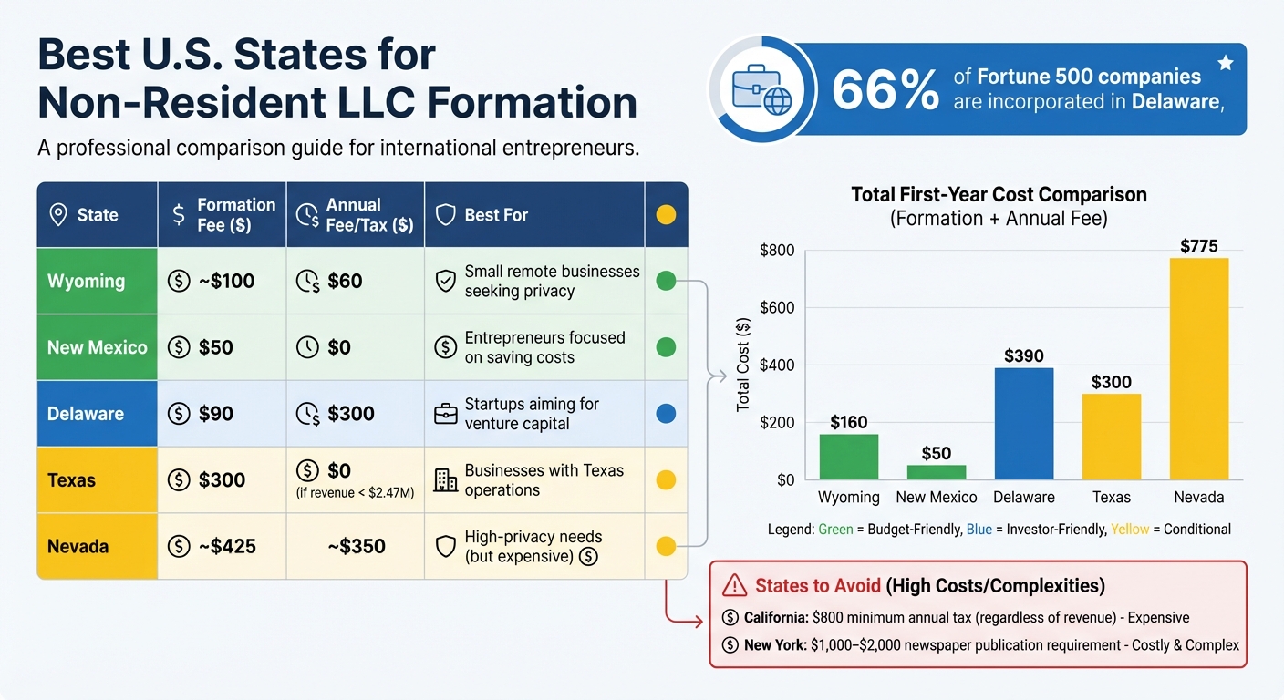 Best U.S. States for Non-Resident LLC Formation: Cost Comparison