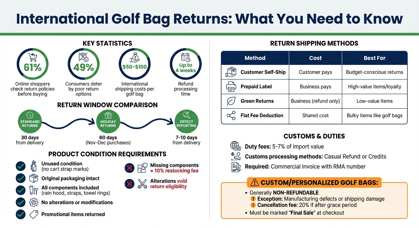 International Golf Bag Return Requirements and Costs Comparison