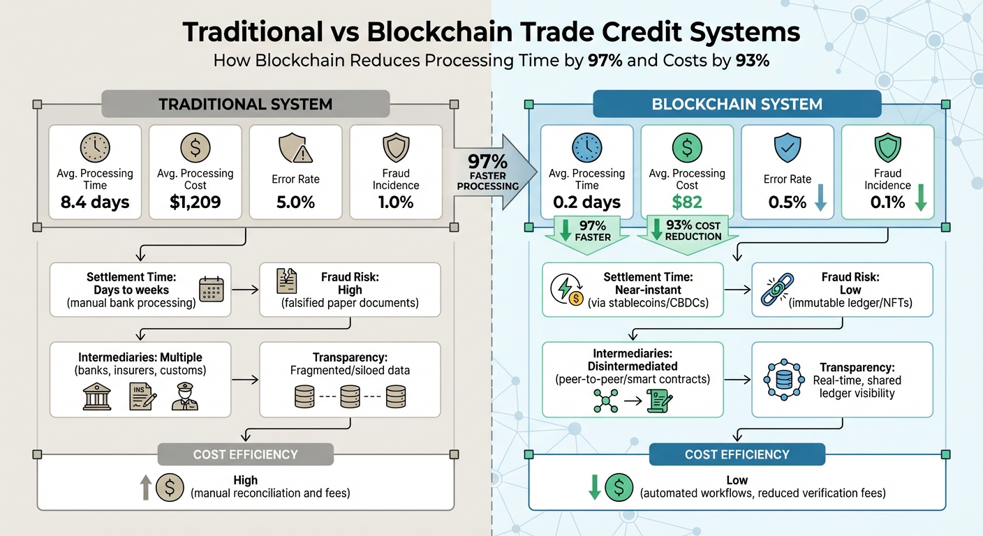 Traditional vs Blockchain Trade Credit: Processing Time, Cost, and Risk Comparison