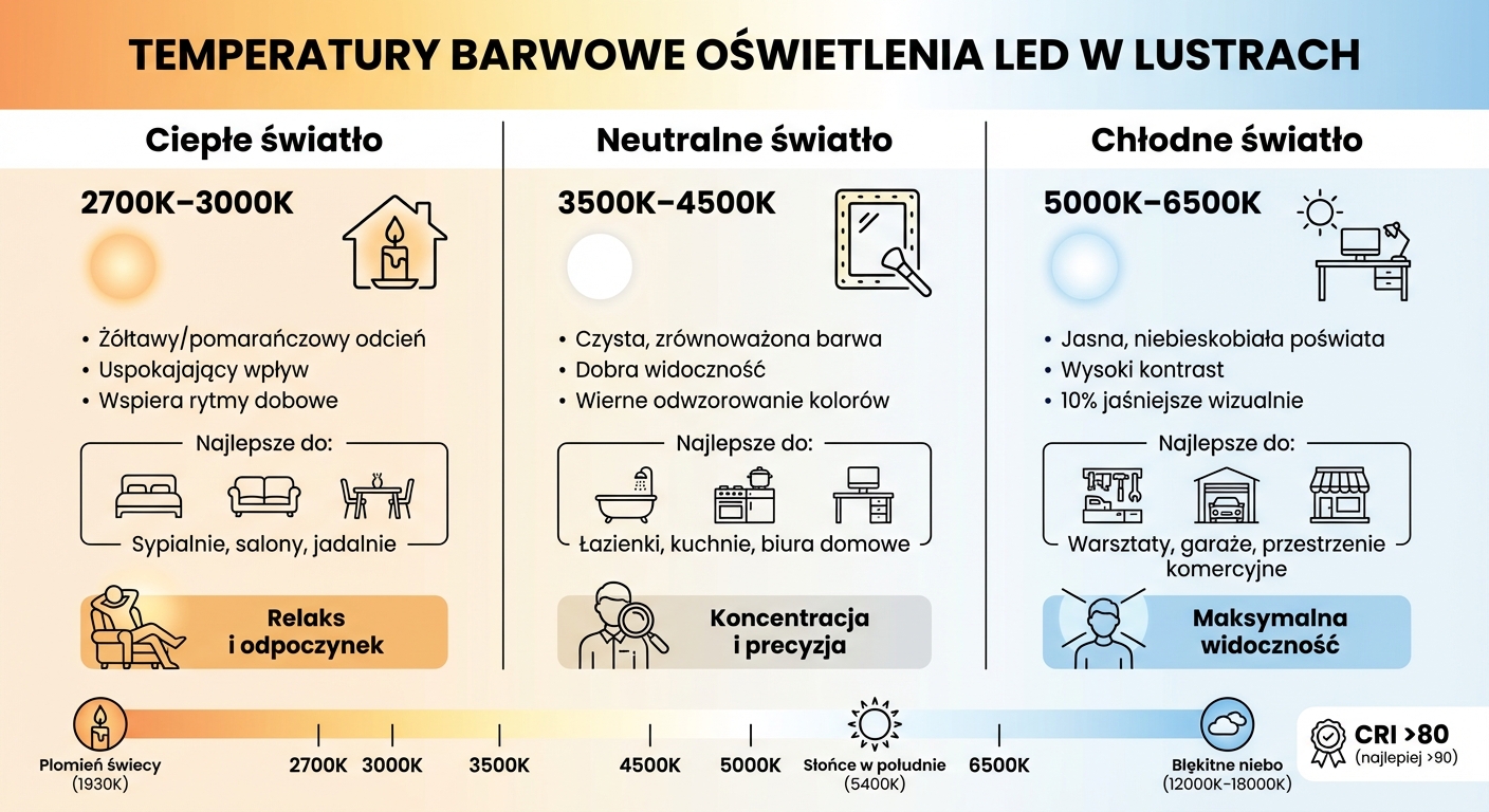Temperatura barwowa LED - porównanie zakresów 2700K-6500K