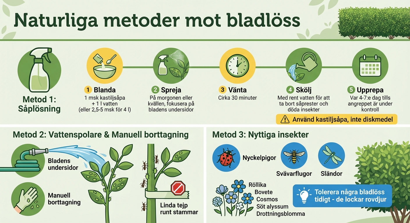 Naturliga metoder mot bladlöss på ligusterhäck - steg för steg
