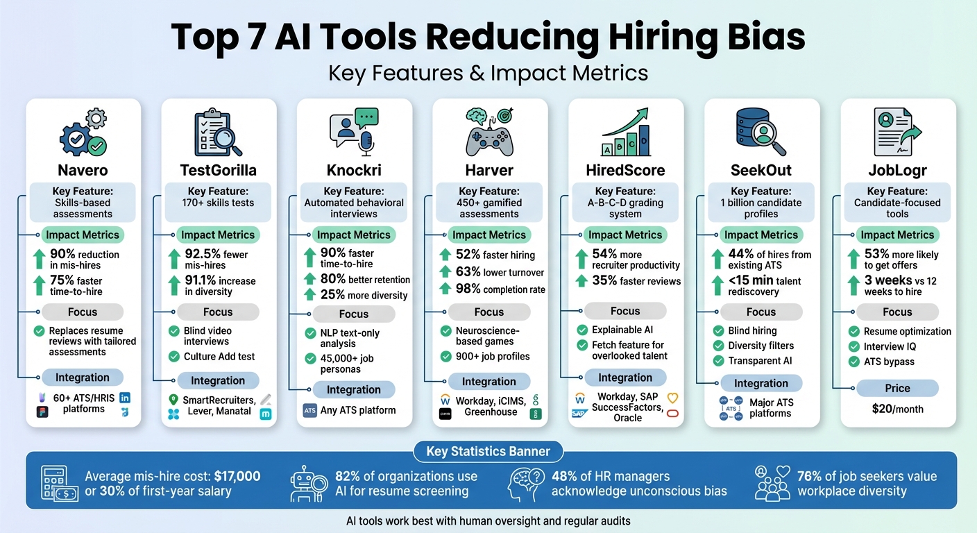 7 AI Tools Reducing Hiring Bias: Features and Benefits Comparison