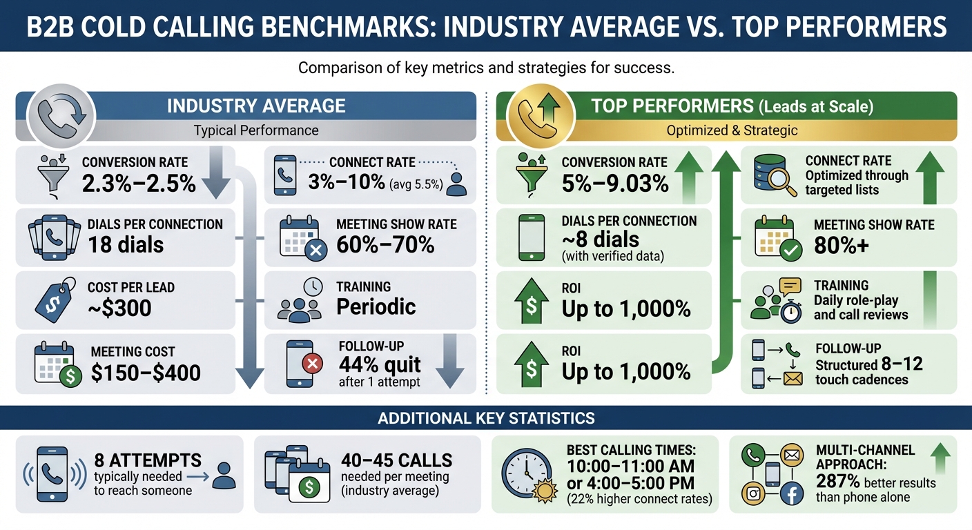 B2B Cold Calling Benchmarks: Industry Average vs Top Performers