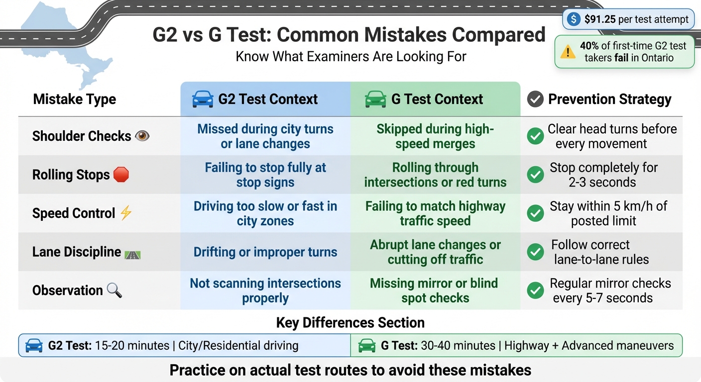 G2 vs G Test Common Mistakes Comparison Chart Ontario