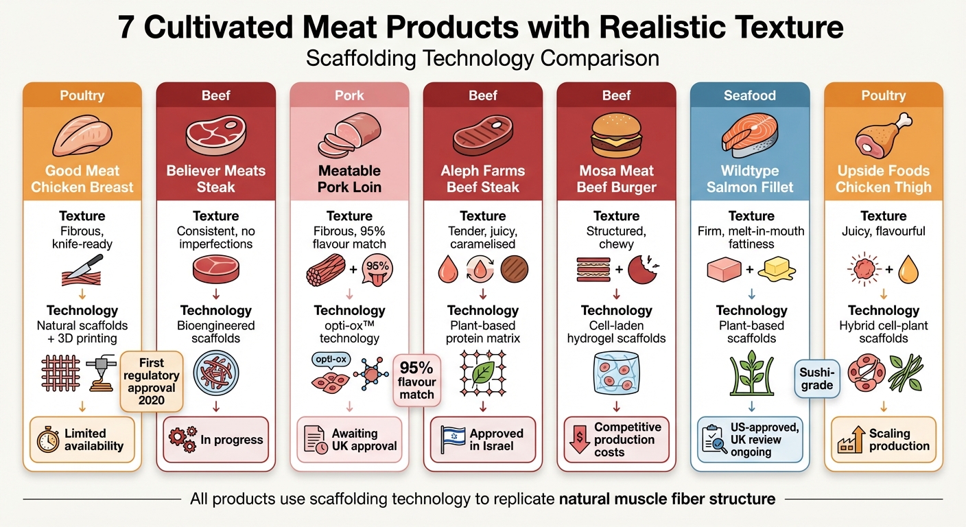 7 Cultivated Meat Products Texture Comparison Chart