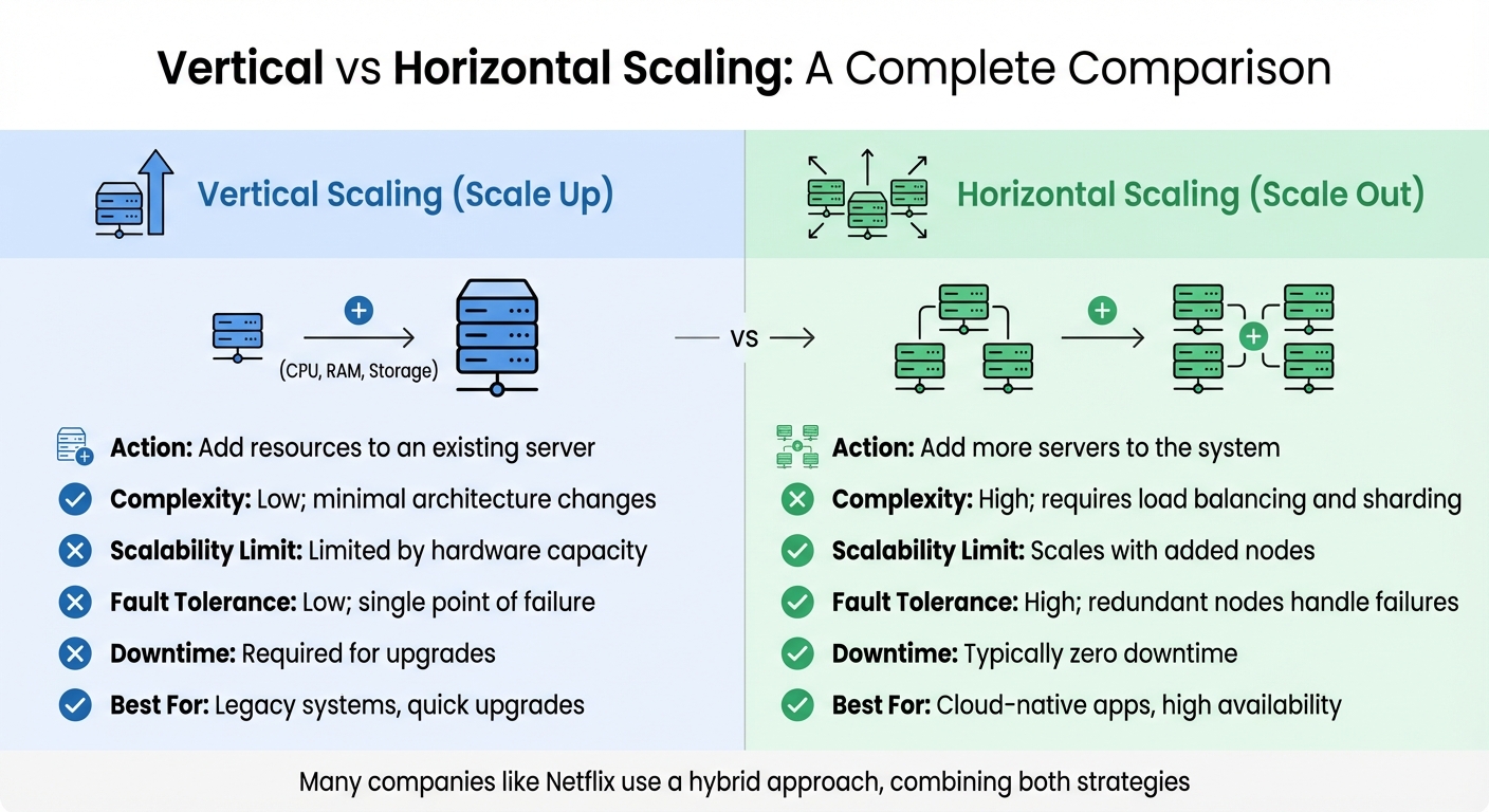 Vertical vs Horizontal Scaling for Stateful Applications Comparison Chart