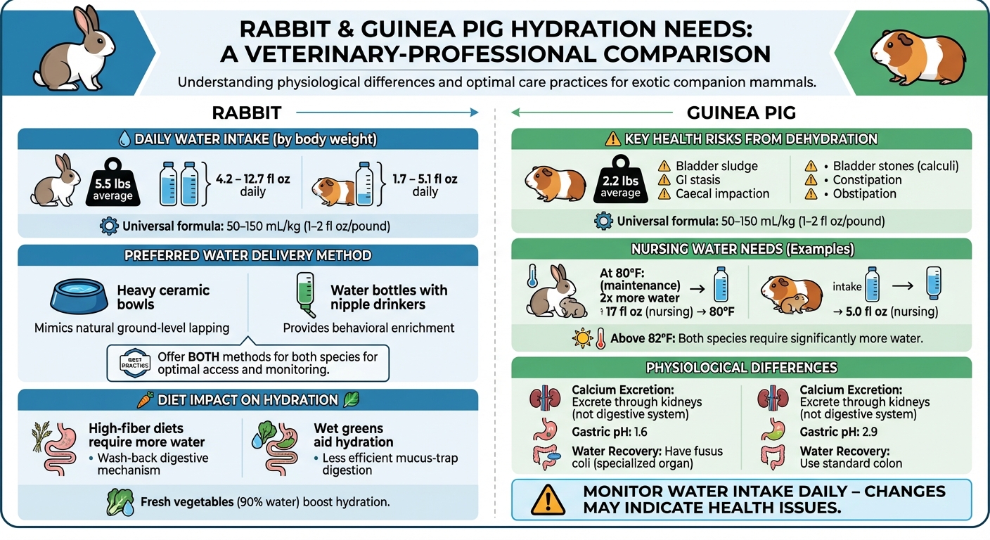 Rabbit vs Guinea Pig Daily Water Requirements and Hydration Comparison Chart