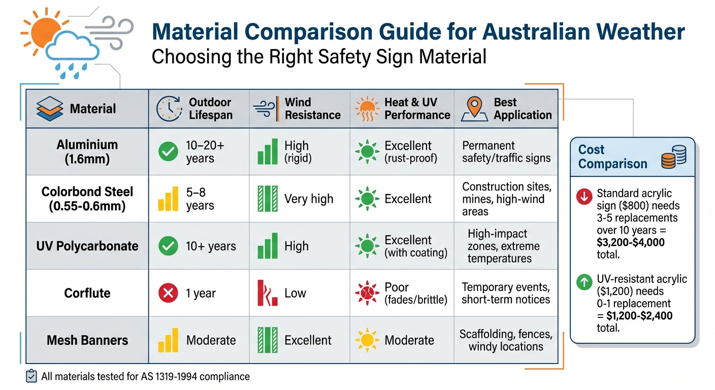 Safety Sign Material Comparison for Australian Weather Conditions