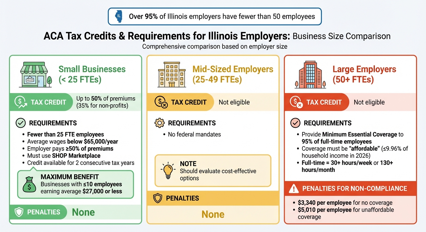 ACA Tax Credits and Requirements by Illinois Employer Size