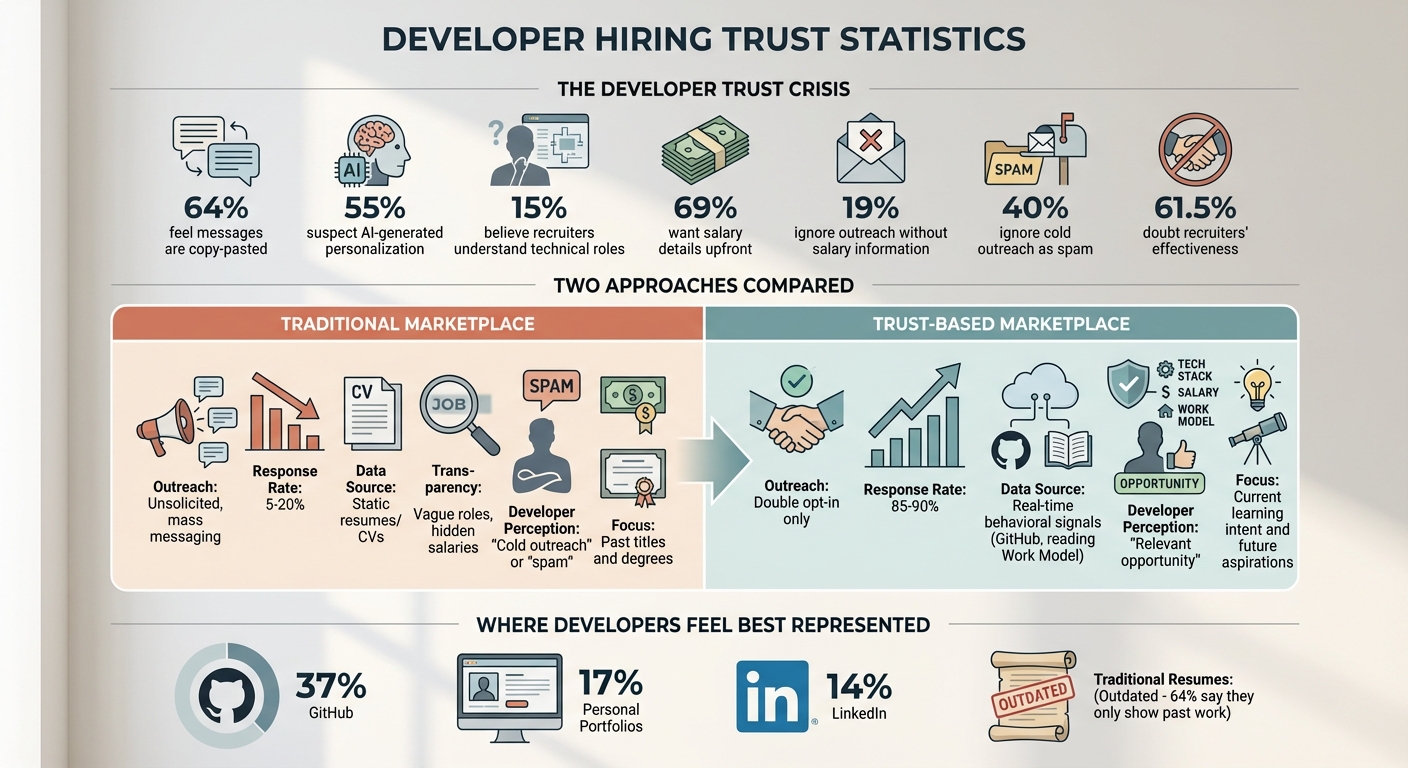 Developer Trust in Hiring: Key Statistics and Comparison of Traditional vs Trust-Based Marketplaces