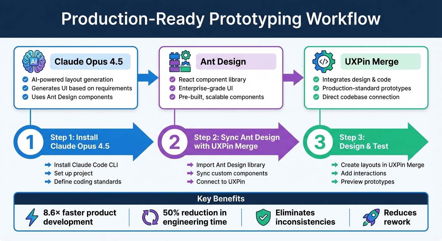 Claude Opus 4.5 + Ant Design + UXPin Merge Prototyping Workflow