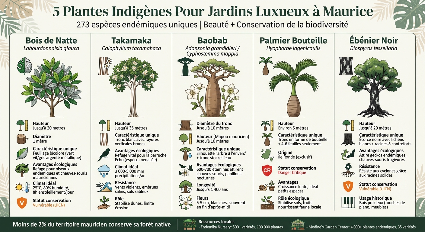 5 Plantes Indigènes Mauriciennes: Caractéristiques et Avantages pour Jardins Luxueux