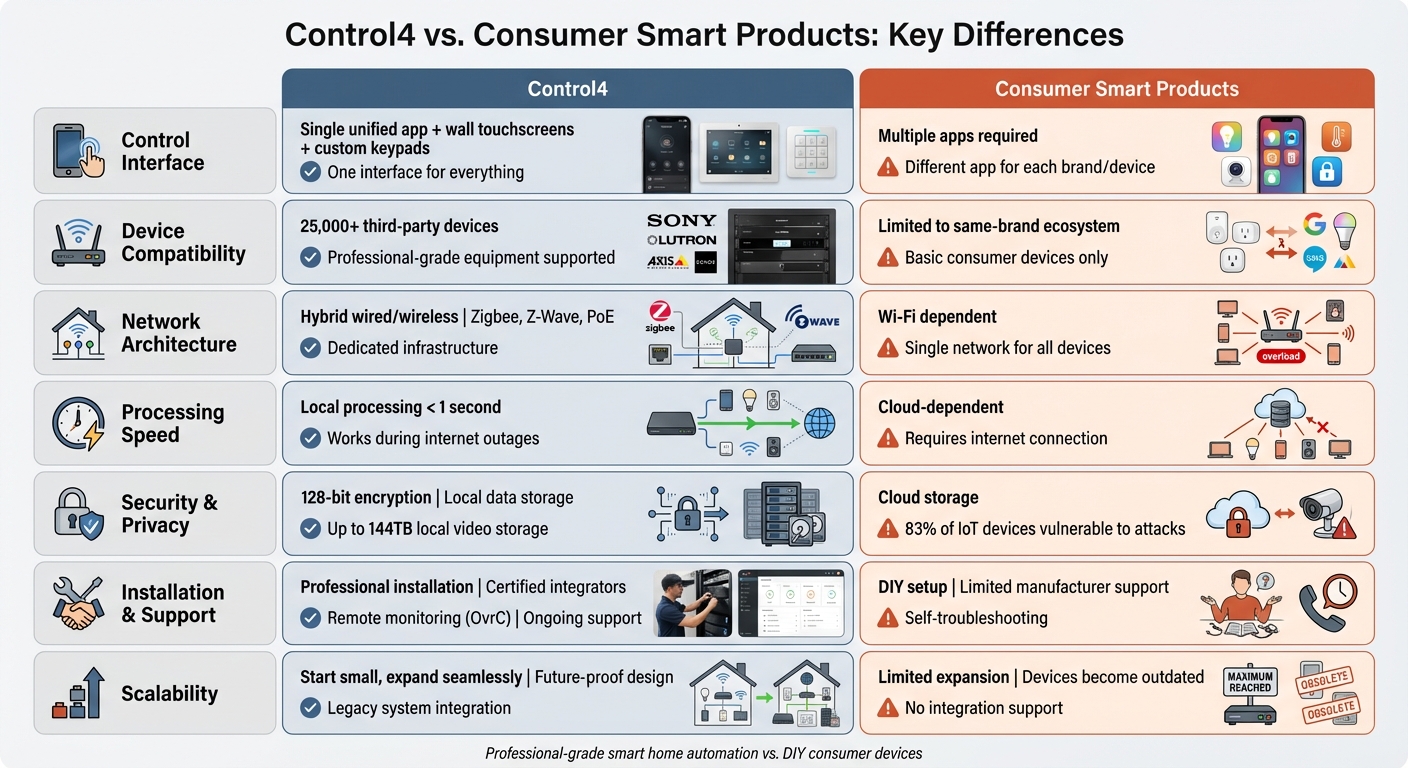 Control4 vs Amazon Smart Products Comparison Chart