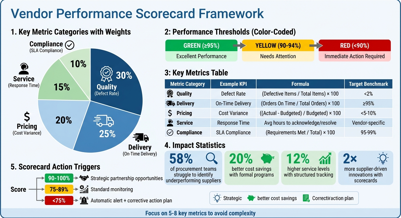 Vendor Performance Metrics Scorecard Framework with KPI Benchmarks