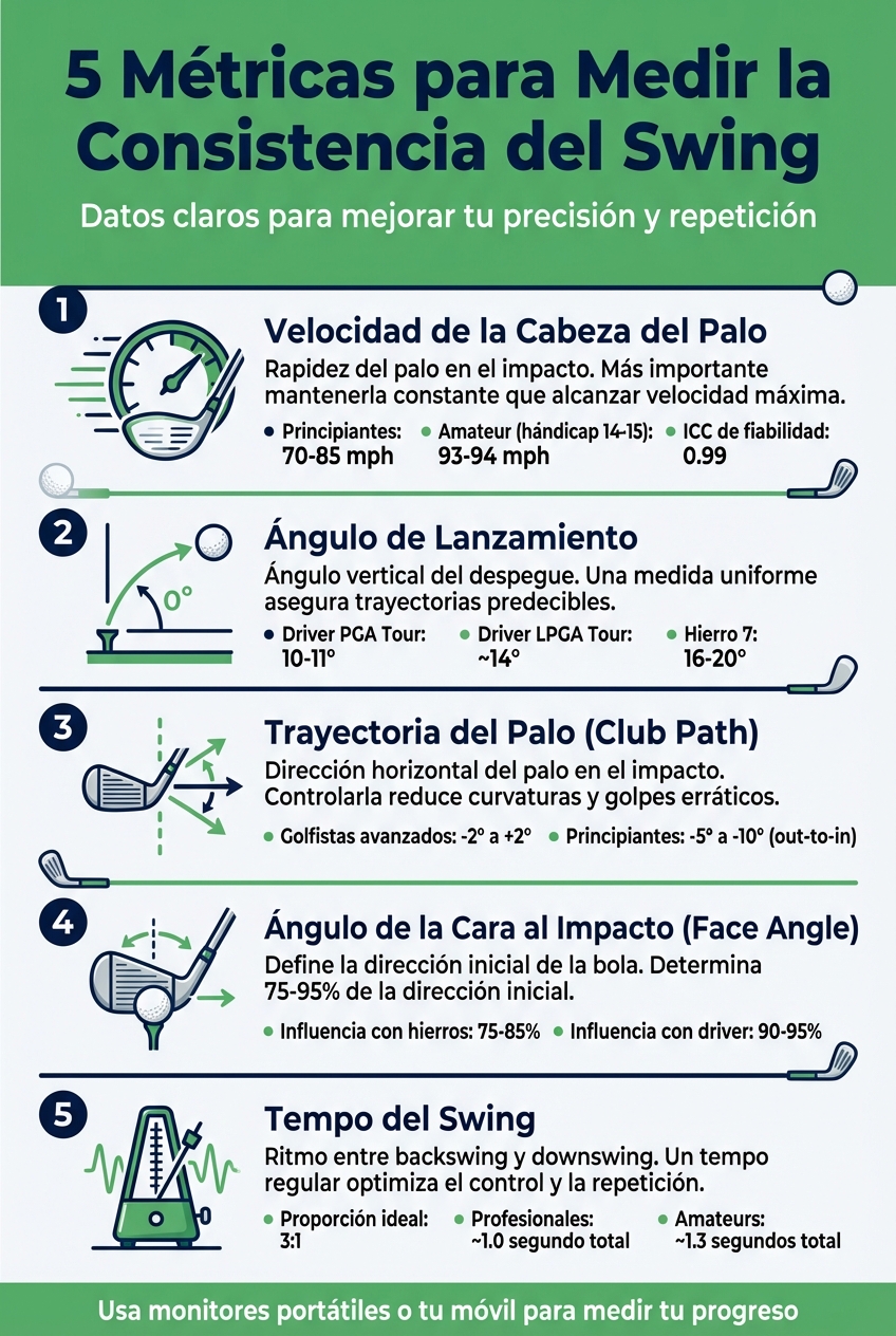 5 métricas clave para medir la consistencia del swing de golf